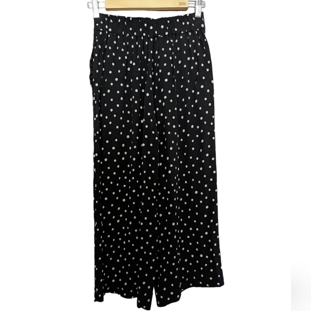 MADEWELL Wide‎ Leg Cropped Polka Dot Pants XS Black and White